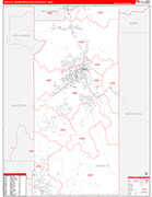 Santa Fe Metro Area Wall Map Red Line Style